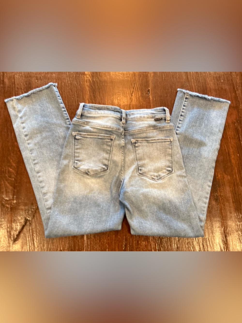 RISEN Poppy Light Wash Raw Hem Straight Jeans Size 3/26